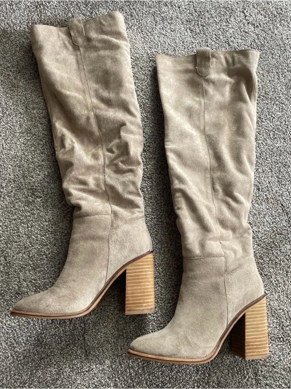 Vici Taupe Suede Over-the-Knee Slouch Boots